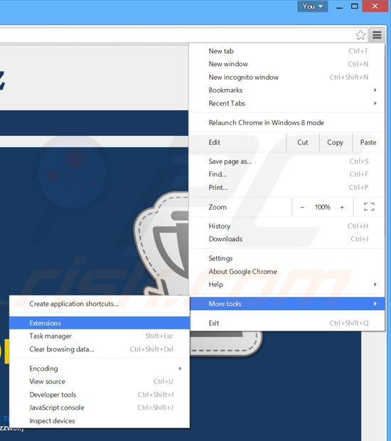 Usuwanie reklam shopperz z Google Chrome krok 1