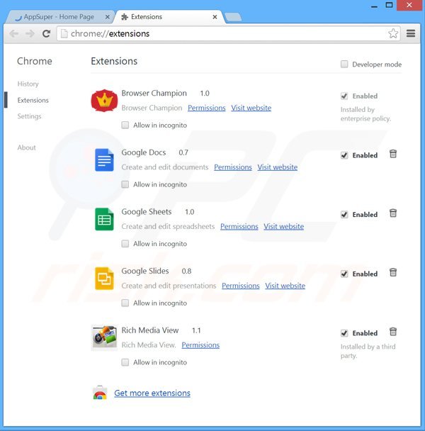 Usuwanie reklam tidynetwork z Google Chrome krok 2