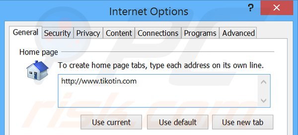 Usuwanie tikotin.com ze strony domowej Internet Explorer