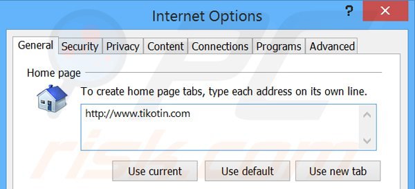 Usuwanie tikotin.com ze strony domowej Internet Explorer