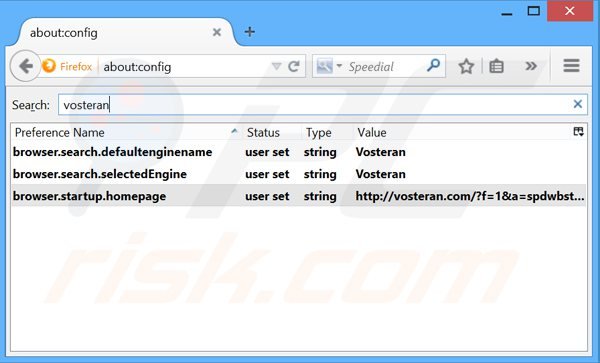 Usuwanie vosteran.com z domyślnej wyszukiwarki Mozilla Firefox