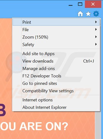 Usuwanie reklam wordproser z Internet Explorer krok 1
