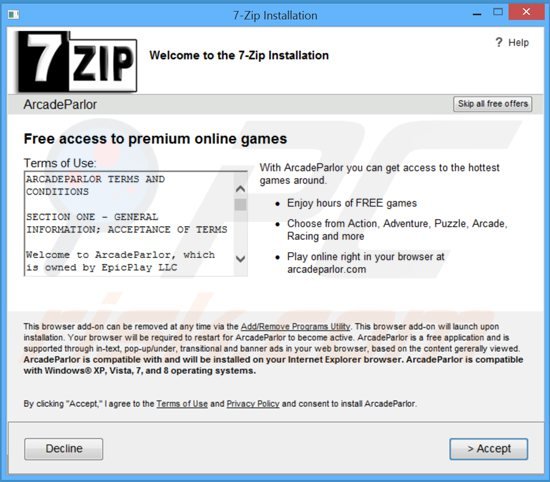 instalator adware arcade parlor przykład 4