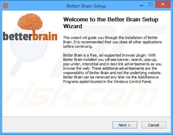Konfiguracja instalacji adware BetterBrain