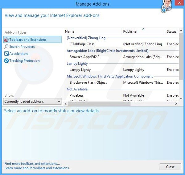 Removing Coupon Alert ads from Internet Explorer step 2