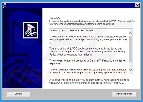 Instalator adware ninjavod