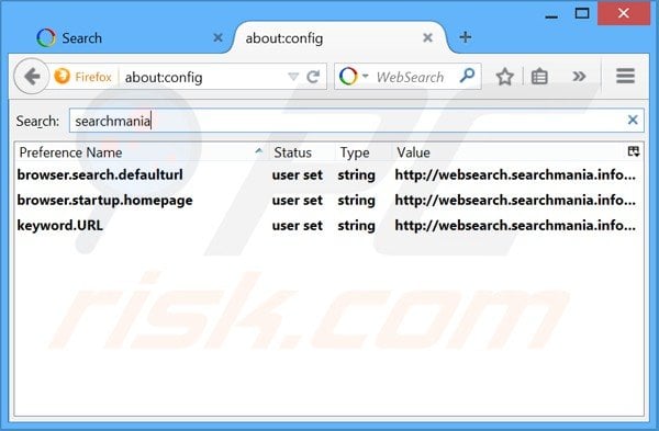 Usuwanie websearch.searchmania.info z domyślnej wyszukiwarki Mozilla Firefox