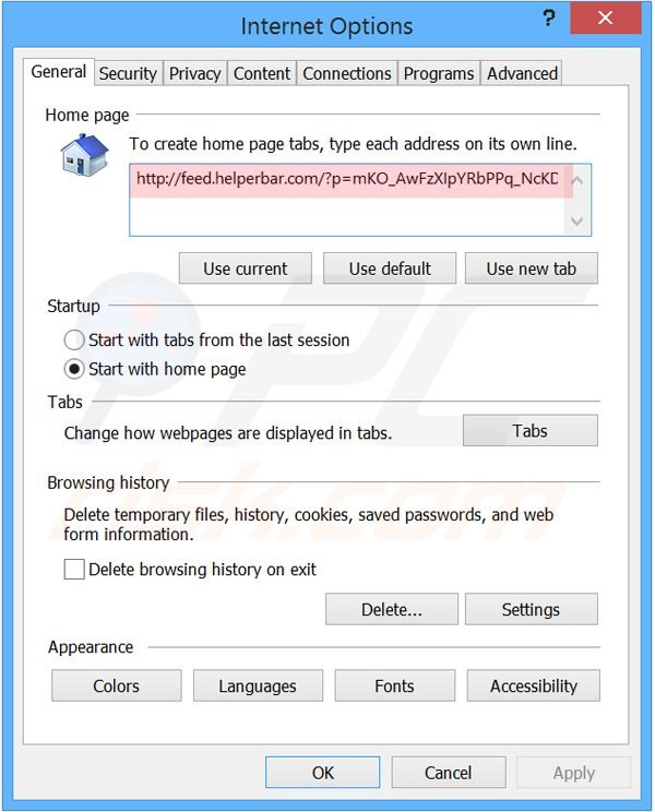 Usuwanie showpass smartbar ze strony domowej Internet Explorer