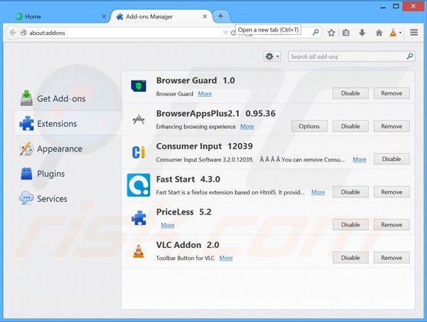 Removing Speedly ads from Mozilla Firefox step 2