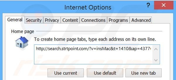 Usuwanie search.strtpoint.com ze strony domowej Internet Explorer