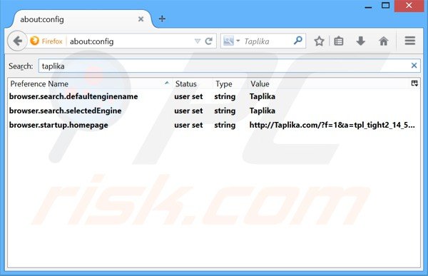 Usuwanie taplika.com z domyślnej wyszukiwarki Mozilla Firefox