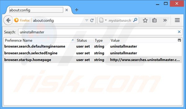 Usuwanie Uninstall Master z domyślnej wyszukiwarki Mozilla Firefox