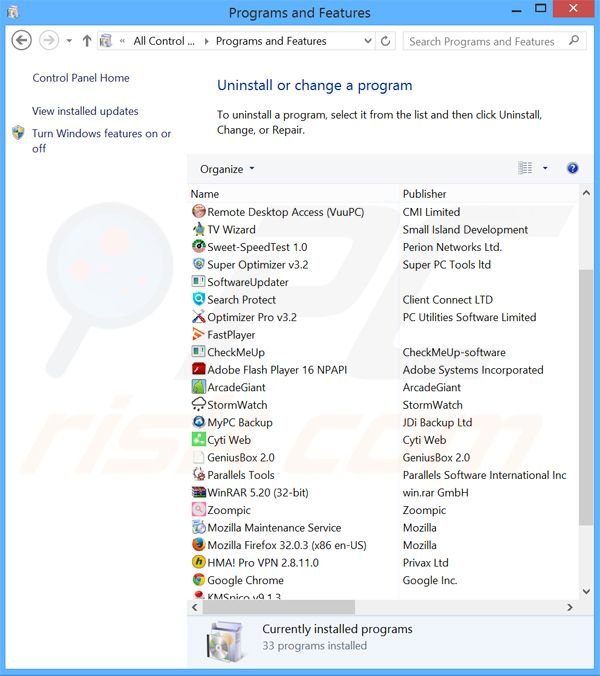 Browser Extension adware uninstall via Control Panel