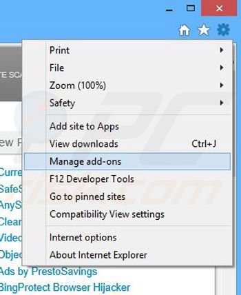 Removing CrossBrowser ads from Internet Explorer step 1