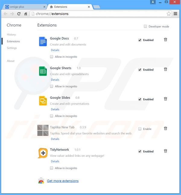 Removing Object browser ads from Google Chrome step 2