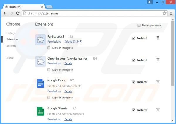 Removing Protectium ads from Google Chrome step 2