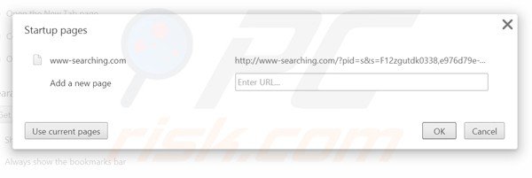 Removing www-searching.com from Google Chrome homepage
