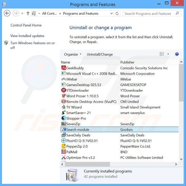 www-searching.com browser hijacker uninstall via Control Panel