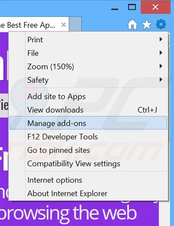 Removing zoompic ads from Internet Explorer step 1