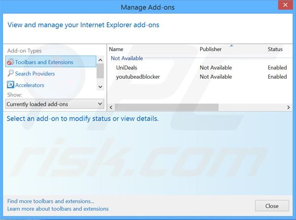 Removing BetterDeals ads from Internet Explorer step 2
