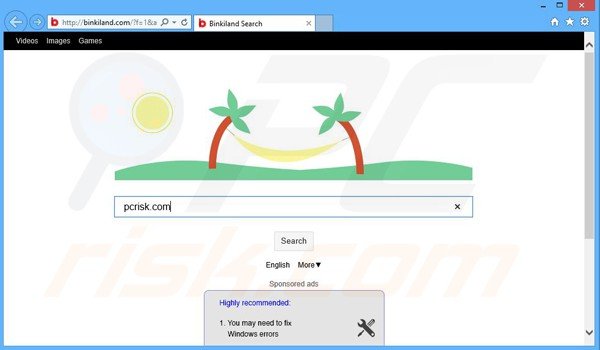 binkiland.com browser hijacker