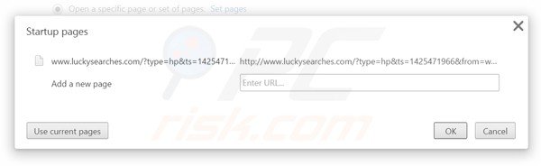 Removing luckysearches.com from Google Chrome homepage