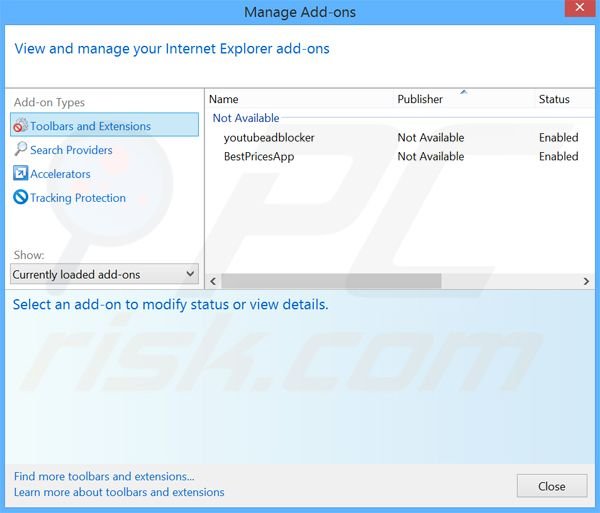 Removing MixVideoPlayer ads from Internet Explorer step 2