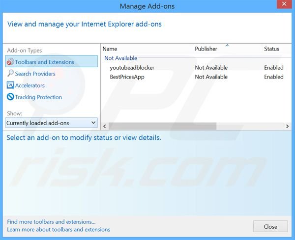 Removing NoProblemPPC ads from Internet Explorer step 2