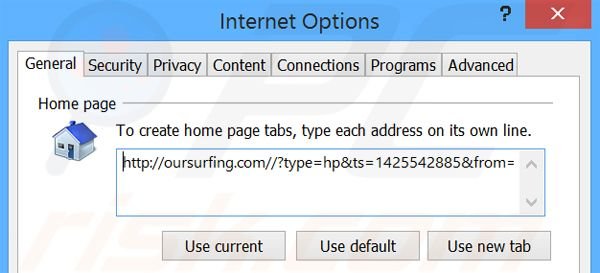 Removing oursurfing.com from Internet Explorer homepage