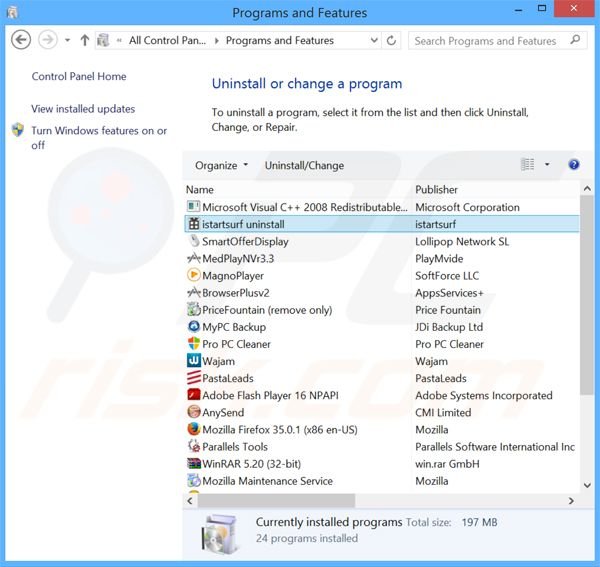 oursurfing.com browser hijacker uninstall via Control Panel