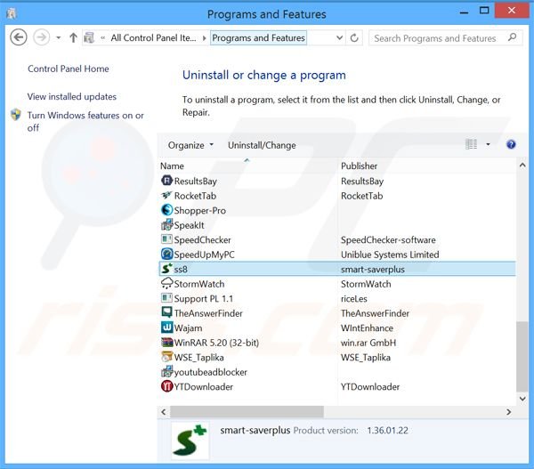 SmartShopper adware uninstall via Control Panel