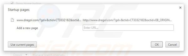 Removing dregol.com from Google Chrome homepage