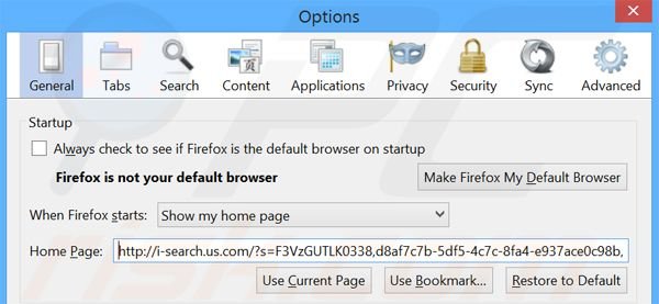 Removing i-search.us.com from Mozilla Firefox homepage