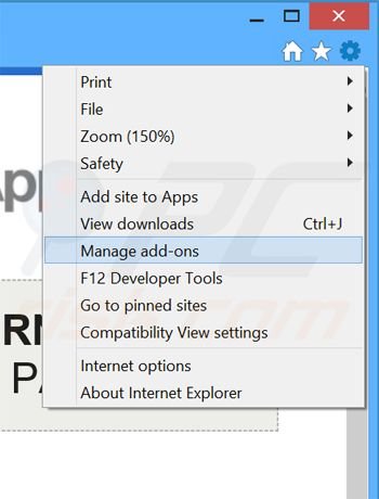 Removing SpeedCheckApp ads from Internet Explorer step 1