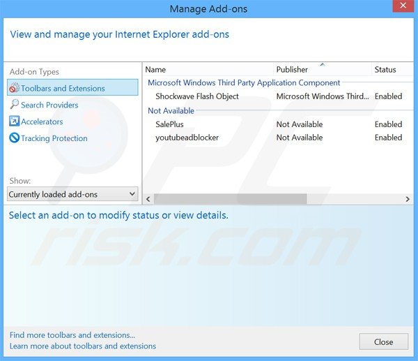 Removing unico browser adware from Internet Explorer step 2