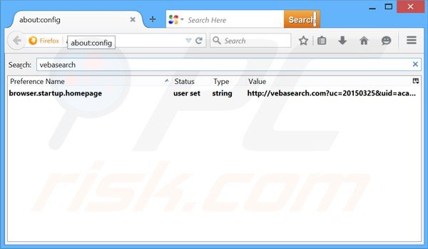 Removing vebasearch.com from Mozilla Firefox default search engine