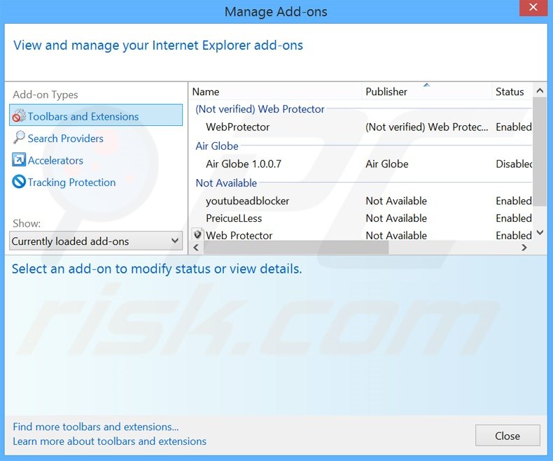 Removing Dragon Branch ads from Internet Explorer step 2