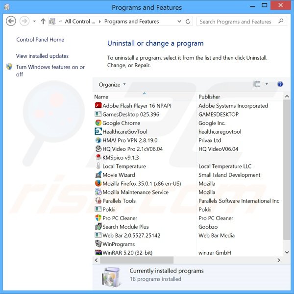 FlashMall adware uninstall via Control Panel