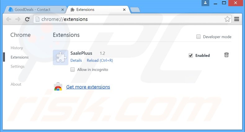 Removing GoodDeals ads from Google Chrome step 2