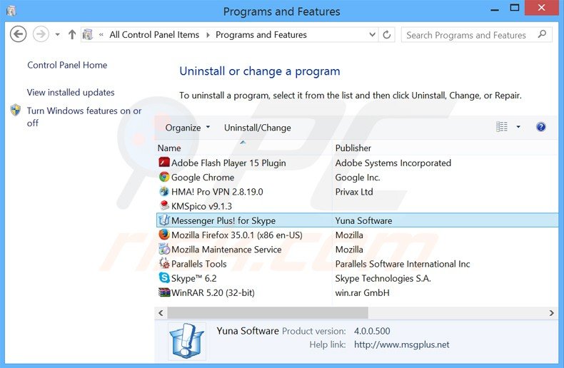 plusnetwork.com browser hijacker uninstall via Control Panel