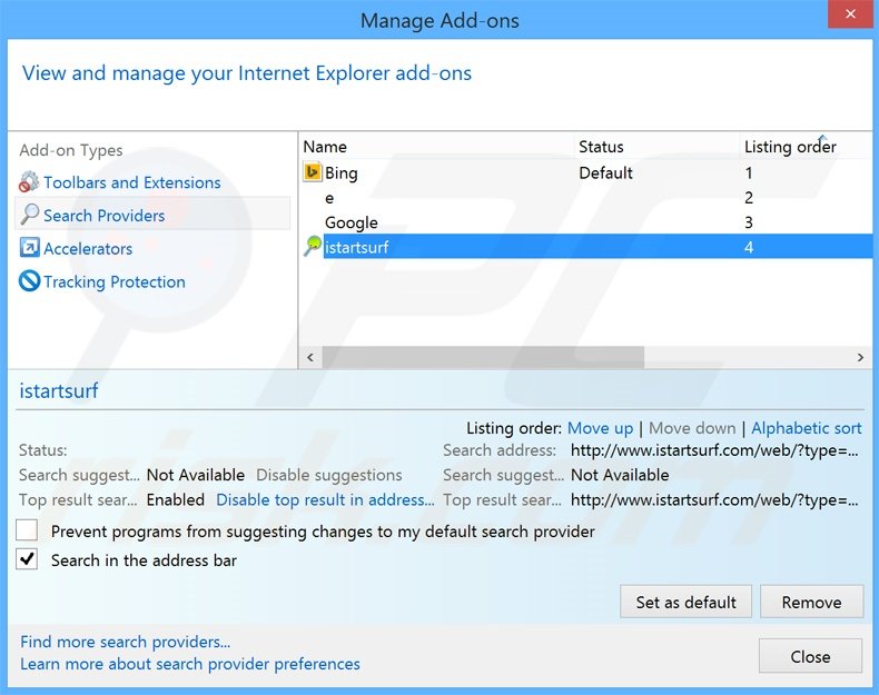 Removing search.webssearches.com from Internet Explorer default search engine