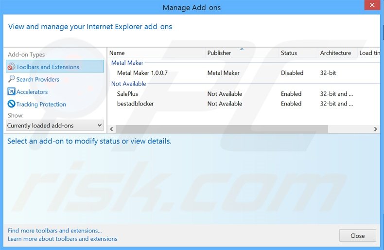 Removing WindApp ads from Internet Explorer step 2