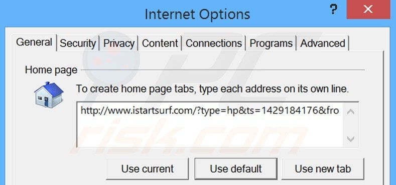 Removing xtab related URL from Internet Explorer homepage