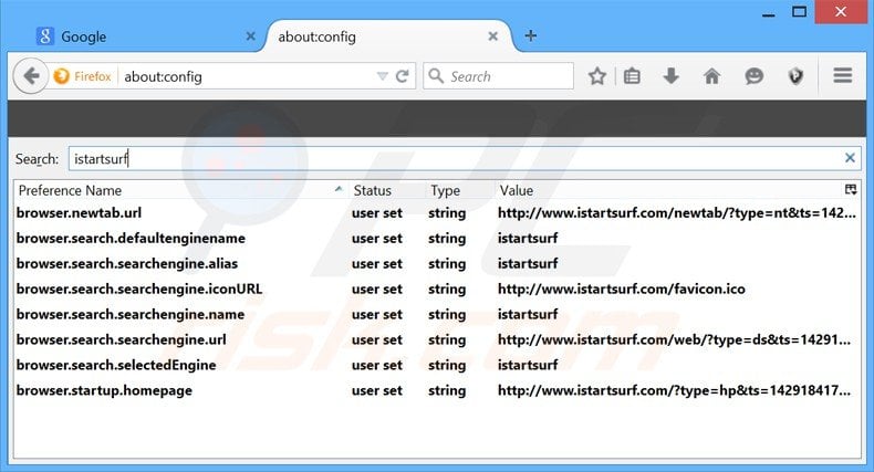 Removing xtab related default Internet search engine from Mozilla Firefox