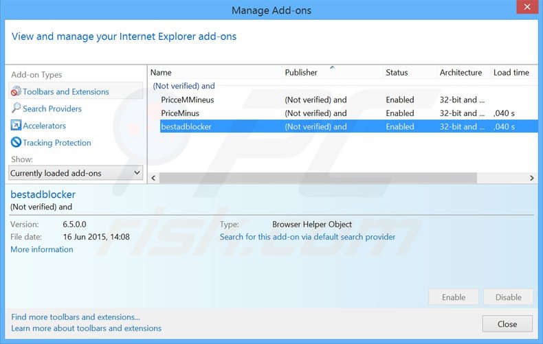 Removing websearch.hotsearches.info related Internet Explorer extensions