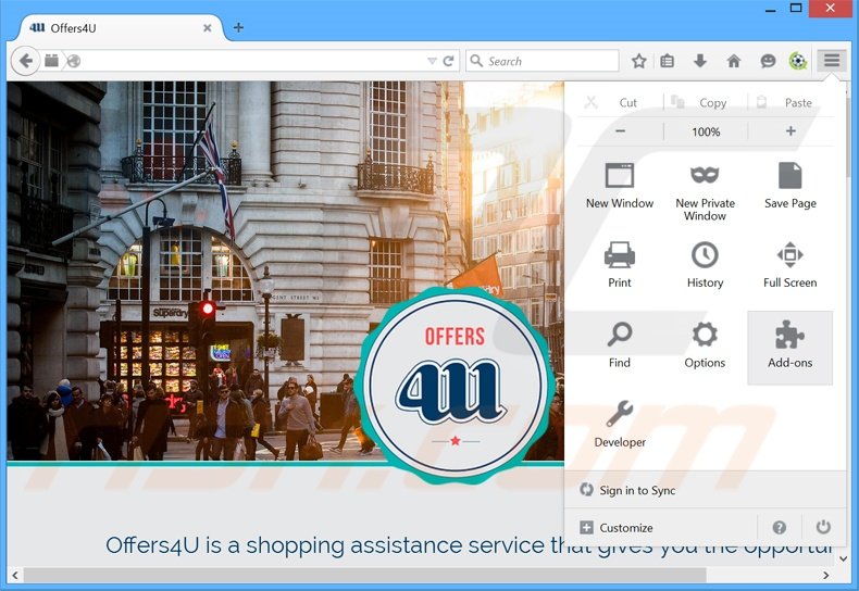 Removing Offers4U ads from Mozilla Firefox step 1