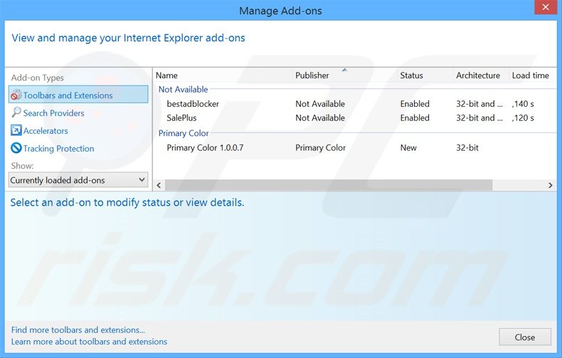 Removing Tile Count ads from Internet Explorer step 2