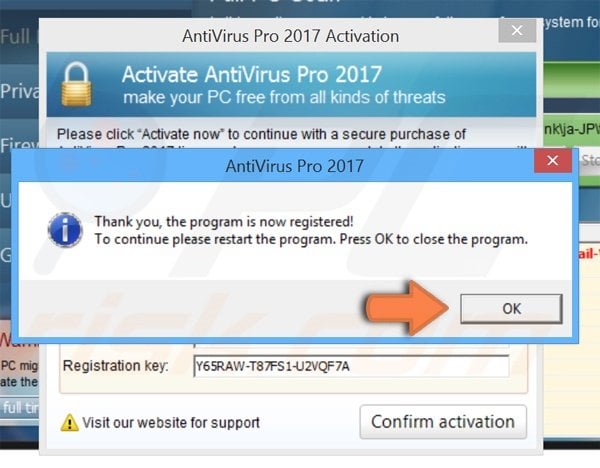 AntiVirus Pro 2017 registration process step 3