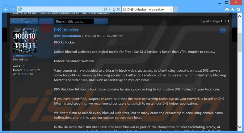 DNS Unlocker adware