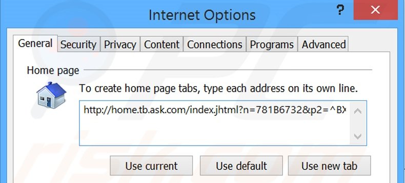 Removing home.tb.ask.com from Internet Explorer homepage